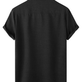 Chemise Casual en Coton Uni pour Homme avec Boutons et Manches Courtes Respirantes