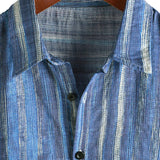 Chemise à Manches Courtes en Coton à Rayures Bleues pour Homme