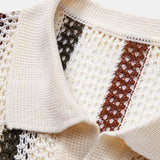 Polo en Crochet à Col V Rayé