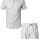 Ensemble de chemise en coton et de shorts de couleur bleu marine pour homme