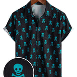 Chemise en Coton d'Été à Manches Courtes pour Homme avec Design de Crâne Punk Rock