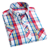 Chemise à Manches Courtes à Carreaux en Coton
