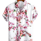 Chemise à Manches Courtes en Coton avec Imprimé Floral pour Homme