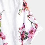 Chemise à Manches Courtes en Coton avec Imprimé Floral pour Homme