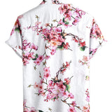 Chemise à Manches Courtes en Coton avec Imprimé Floral pour Homme