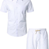 Ensemble de chemise en coton et de shorts de couleur bleu marine pour homme