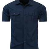 Chemise à Manches Courtes en Coton pour Homme, Décontractée et Extérieure avec Poche