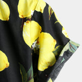 Chemise hawaïenne en coton à manches courtes avec imprimé de citron jaune pour hommes