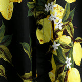 Chemise hawaïenne en coton à manches courtes avec imprimé de citron jaune pour hommes
