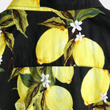 Chemise hawaïenne en coton à manches courtes avec imprimé de citron jaune pour hommes