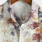 Chemise à Manches Courtes en Coton Resort avec Imprimé Botanique en Aquarelle pour Homme