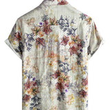 Chemise à Manches Courtes en Coton Resort avec Imprimé Botanique en Aquarelle pour Homme