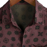 Chemise à Manches Courtes en Coton Géométrique Classique Rétro pour Homme
