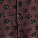 Chemise à Manches Courtes en Coton Géométrique Classique Rétro pour Homme
