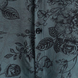 Chemise à Manches Courtes en Coton Vintage pour Homme avec Imprimé Floral Bleu