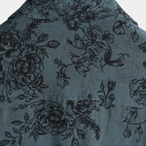 Chemise à Manches Courtes en Coton Vintage pour Homme avec Imprimé Floral Bleu