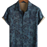 Chemise à Manches Courtes en Coton Boho Vintage avec Imprimé Floral pour Homme