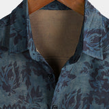Chemise à Manches Courtes en Coton Boho Vintage avec Imprimé Floral pour Homme