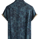 Chemise à Manches Courtes en Coton Boho Vintage avec Imprimé Floral pour Homme
