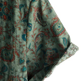 Chemise Vintage en Coton à Manches Courtes avec Boutons de Style Rétro Paisley Vert pour Homme des Années 70