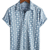 Chemise en Coton d'Été Rétro pour Homme, à Manches Courtes, Rayée