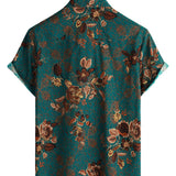 Chemise en Coton Vintage pour Homme de Vacances avec Boutons et Manches Courtes