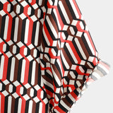 Chemise en Coton d'Été Décontractée Rétro Géométrique à Manches Courtes pour Homme