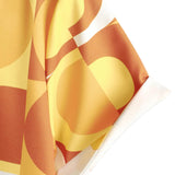 Chemise en Coton d'Été Rétro pour Homme, Boutons, Orange Vintage, Géométrique, Disco, Plage, Fraîche, à Manches Courtes