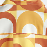 Chemise en Coton d'Été Rétro pour Homme, Boutons, Orange Vintage, Géométrique, Disco, Plage, Fraîche, à Manches Courtes