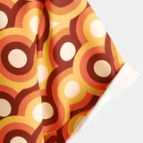 Chemise en Coton pour Homme Orange Rétro des Années 70, Bouton en Haut, Vintage, Géométrique, Circulaire, d'Été, à Manches Courtes