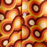 Chemise en Coton pour Homme Orange Rétro des Années 70, Bouton en Haut, Vintage, Géométrique, Circulaire, d'Été, à Manches Courtes