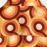 Chemise en Coton pour Homme Orange Rétro des Années 70, Bouton en Haut, Vintage, Géométrique, Circulaire, d'Été, à Manches Courtes