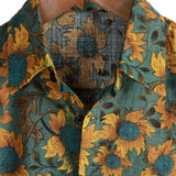 Chemise en Coton d'Été à Manches Courtes avec Tournesol Rétro pour Homme