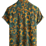 Chemise en Coton d'Été à Manches Courtes avec Tournesol Rétro pour Homme