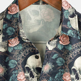 Chemise en Coton d'Été à Manches Courtes pour Homme avec Crâne Punk Rock