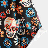 Chemise en Coton d'Été à Manches Courtes pour Homme avec Crâne de Sucre Punk Rock