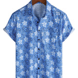 Chemise en Coton Floral Tropical pour Homme à Manches Courtes