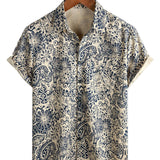 Chemise Vintage en Coton à Boutons avec Imprimé Paisley Floral Rétro pour Homme à Manches Courtes