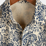 Chemise Vintage en Coton à Boutons avec Imprimé Paisley Floral Rétro pour Homme à Manches Courtes