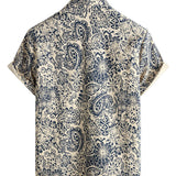 Chemise Vintage en Coton à Boutons avec Imprimé Paisley Floral Rétro pour Homme à Manches Courtes