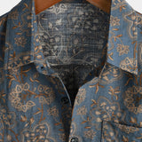 Chemise en Coton pour Homme à Imprimé Paisley Floral Vintage Rétro des Années 70 avec Boutons et Manches Courtes pour la Plage