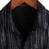 Chemise à Manches Courtes en Coton avec Poche pour Homme à Rayures Noires Respirante