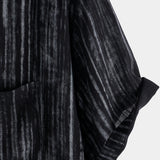 Chemise à Manches Courtes en Coton avec Poche pour Homme à Rayures Noires Respirante
