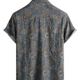 Chemise en Coton pour Homme à Imprimé Paisley Floral Vintage Rétro des Années 70 avec Boutons et Manches Courtes pour la Plage