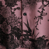 Chemise à manches courtes en coton hawaïenne florale rose pour hommes en bambou
