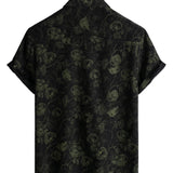 Chemise à Manches Courtes en Coton Hawaïenne Florale Rétro pour Homme