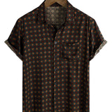 Chemise en Coton d'Été Casual Vintage à Manches Courtes pour Homme