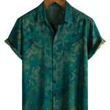 Chemise à Manches Courtes en Coton Vintage Floral pour Homme Respirante de Vacances
