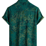 Chemise à Manches Courtes en Coton Vintage Floral pour Homme Respirante de Vacances