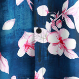 Chemise Casual en Coton à Manches Courtes avec Imprimé Floral pour Homme, Boutons, Col Classique, Bleu Marine, Été